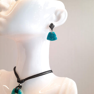 Pendientes Osaka Aguamarina con Base Acero