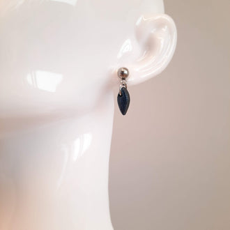 Pendientes Pequeñitos Labradorita Azul con Base Plateada