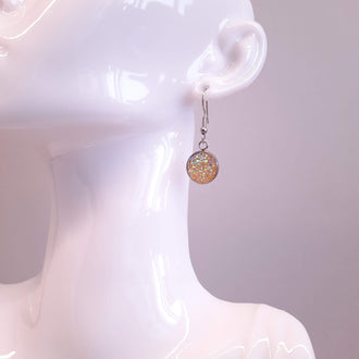 Pendientes Redondos Acero Resina Amarillos con Ganchos