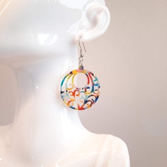Pendientes Redondos Resina Multicolor