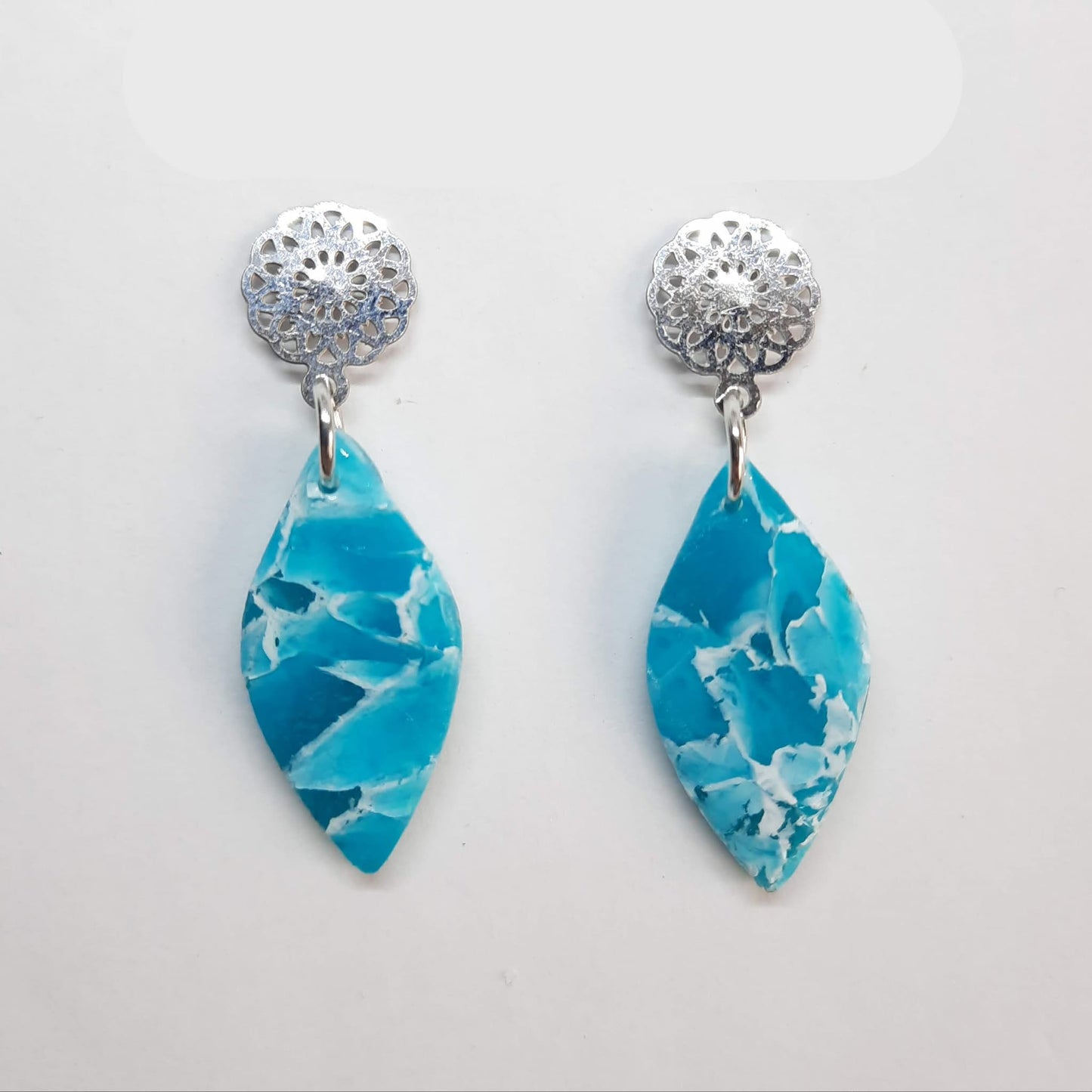 Pendientes Sevilla Aguamarina con Base Plateada