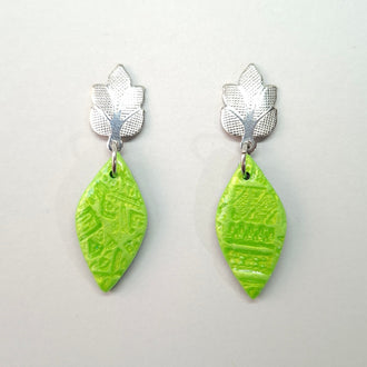Pendientes Sevilla Verde Con Base Plateada