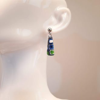 Pendientes Trapecio Arcoíris con Base Acero