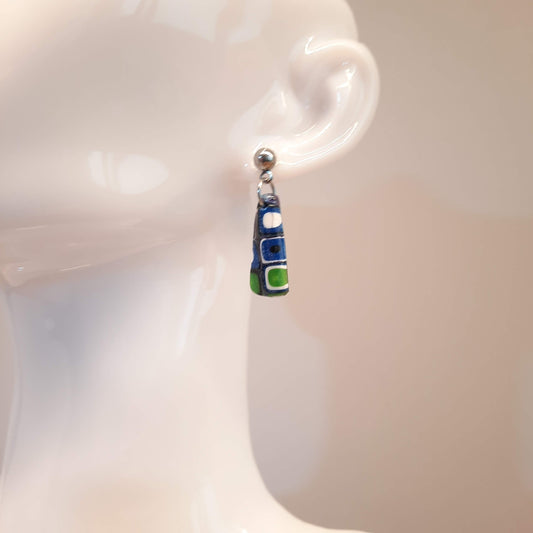 Pendientes Trapecio Arcoíris con Base Acero