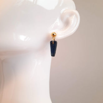 Pendientes Trapecio Labradorita Azul con Base Dorada