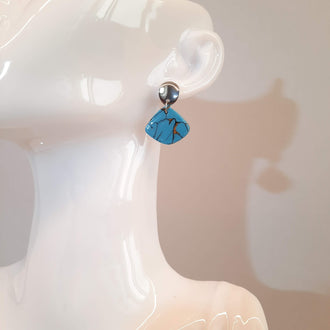 Pendientes Abanico Turquesa con Base Plateada