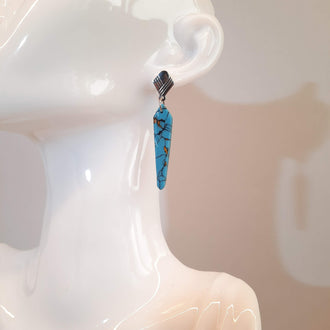 Pendientes Corbata Turquesa con Base Plateada