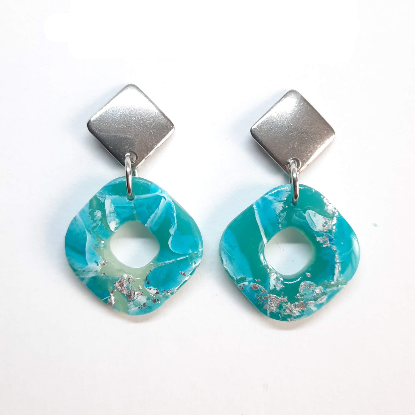 Pendientes Valencia Aguamarina con Base Acero