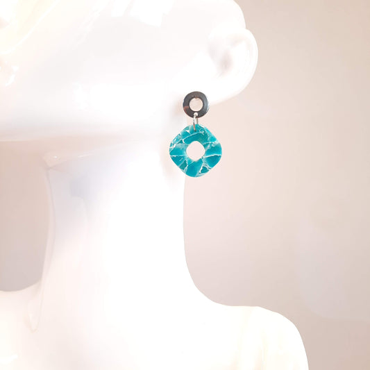 Pendientes Valencia Aguamarina con Base Acero