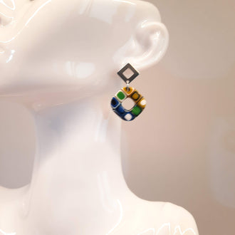 Pendientes Valencia Arcoíris con Base Acero