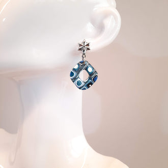 Pendientes Valencia Pasión Azul con Base Plateada