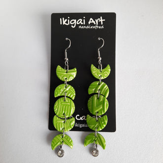 Pendientes Lunas Verde con Gancho Acero y Strass