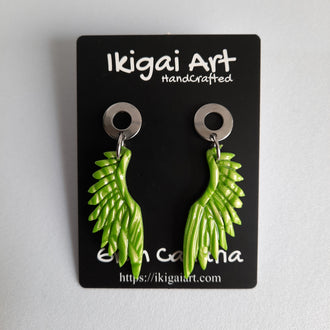 Pendientes Alas Verde con Base Acero
