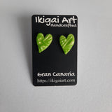 Pendientes Botón Corazón Verde