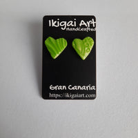 Pendientes Botón Corazón Verde