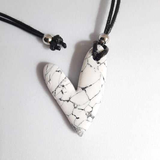 Colgante Corazón Blanco Mármol Mediano