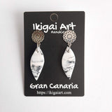 Pendientes Fantasy Blanco Mármol con Base Acero