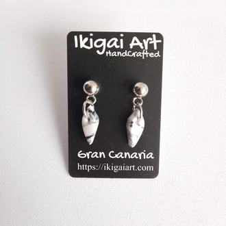 Pendientes Fantasy Blanco Mármol con Base Acero