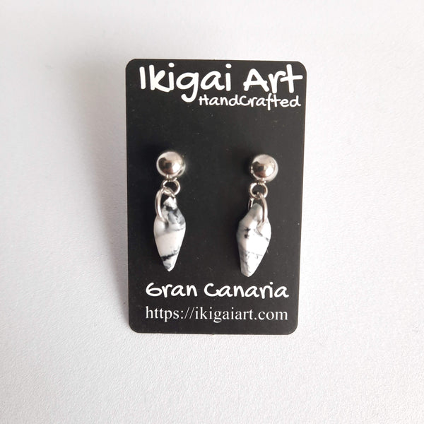 Pendientes Fantasy Blanco Mármol con Base Acero