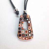 Medium Orange Black Trapezoid Pendant