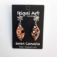 Pendientes Fantasy Naranja Negro Blanco con Base Acero