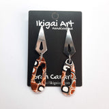 Pendientes Fantasy Naranja Negro Blanco con Base Acero