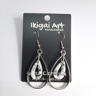 Pendientes Fantasy Blanco Mármol con Ganchos Acero