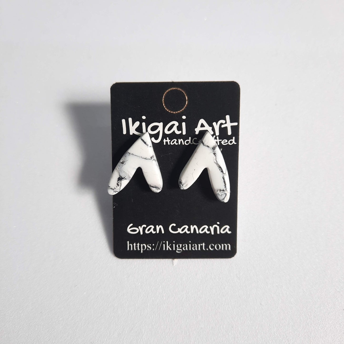 Pendientes Botón Fantasy Blanco Mármol