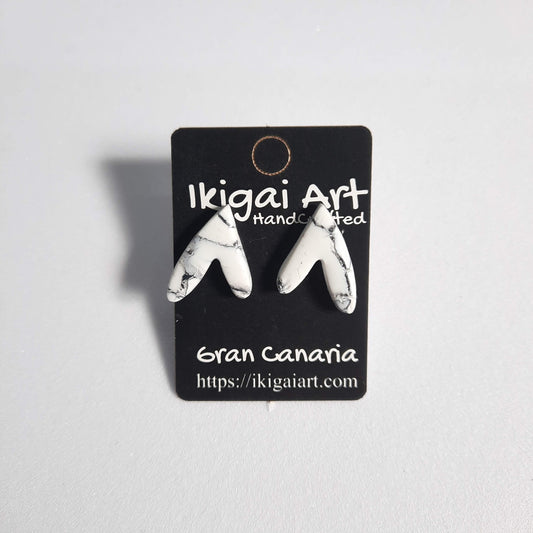 Pendientes Botón Fantasy Blanco Mármol