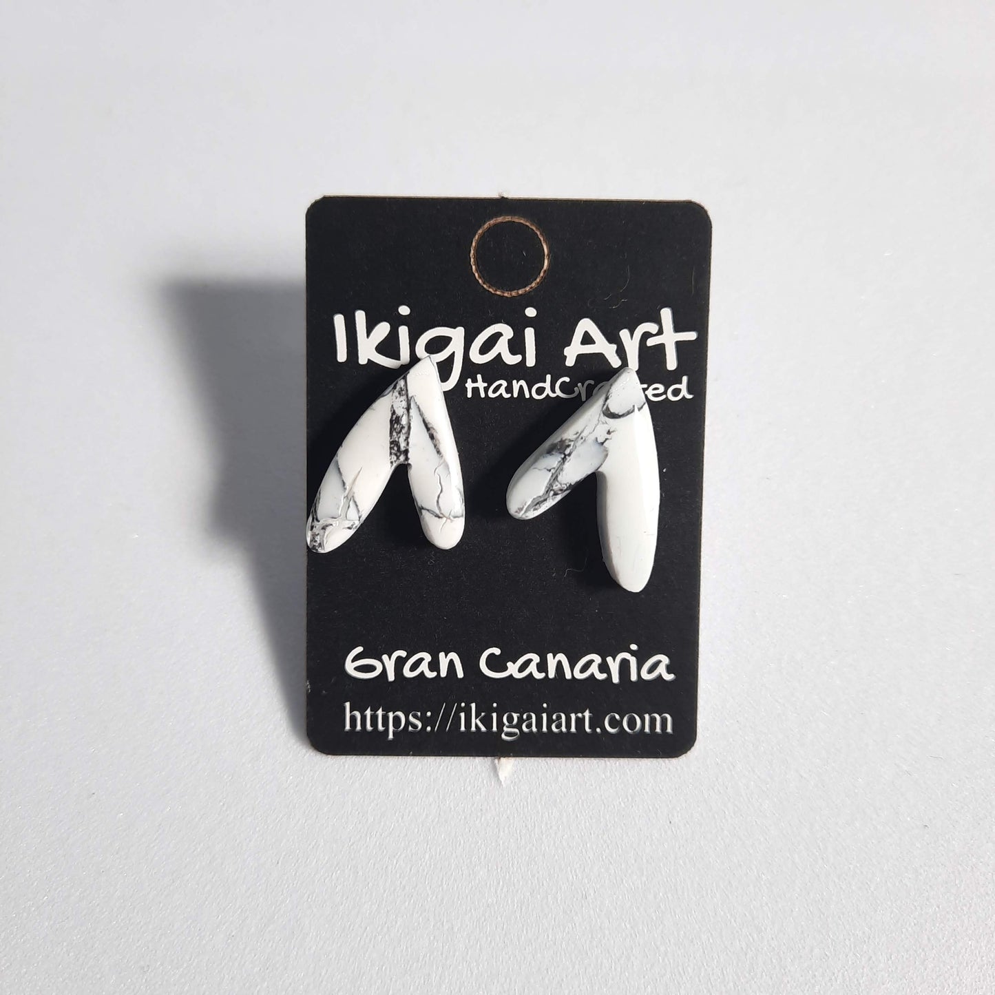 Pendientes Botón Fantasy Blanco Mármol