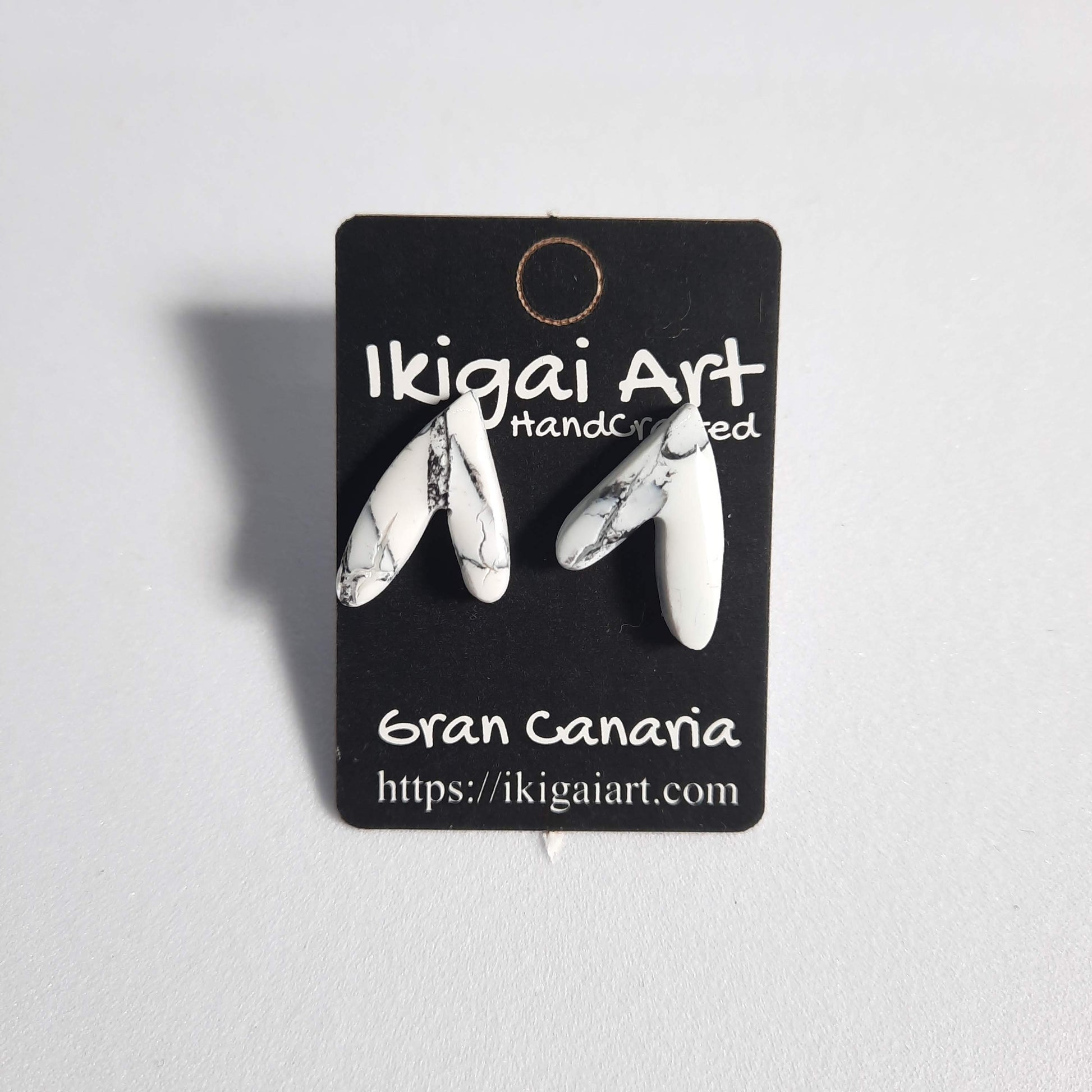 Pendientes Botón Fantasy Blanco Mármol