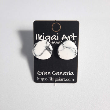 Pendientes Botón Fantasy Blanco Mármol