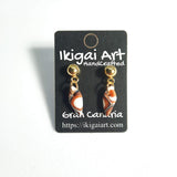 Pendientes Fantasy Naranja Negro Blanco con Base Acero Dorada