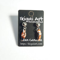 Pendientes Fantasy Naranja Negro Blanco con Base Acero