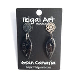 Pendientes Fantasy Negro Mármol con Base Acero