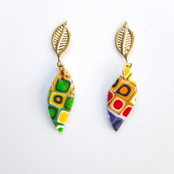 Fantasy Rainbow Earrings with Steel Base