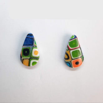 Pendientes Botón Gota Arcoíris