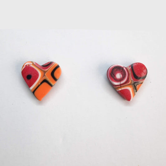 Pendientes Botón Corazón Arcoíris