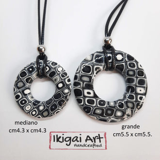 Colgante Redondo Negro Blanco