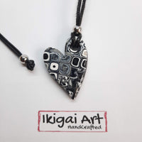 Colgante Corazón Negro Blanco pequeño
