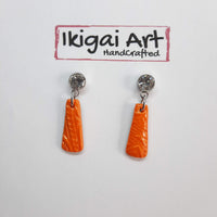 Pendientes Trapecio Naranja con Base Acero