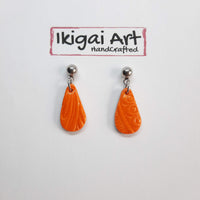 Pendientes Gota Naranja con Base Acero