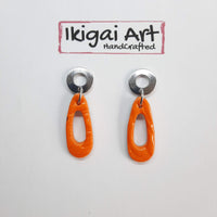 Pendientes Fantasy Naranja con Base Acero