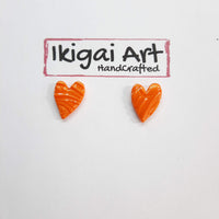 Pendientes Botón Corazón Naranja