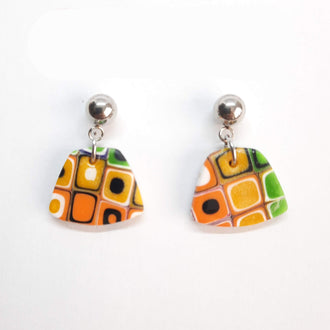 Pendientes Trapecio Arcoíris con Base Acero