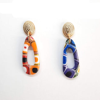 Pendientes Fantasy Arcoíris con Base Dorada