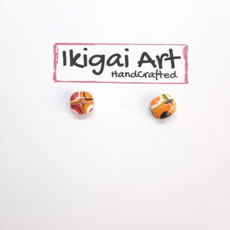 Pendientes Botón Cuadrado Redondeado Arcoíris