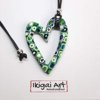 Colgante Corazón Verde Blanco grande