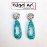 Pendientes Fantasy Aguamarina con Base Acero