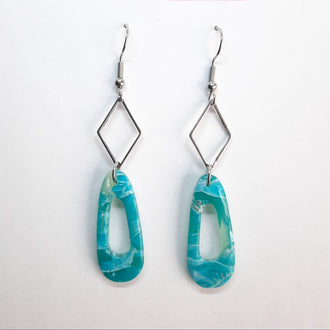 Pendientes Fantasy Aguamarina con Gancho Acero